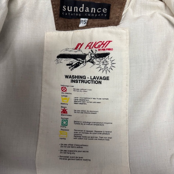 VINTAGE Sundance 100% Suede Leather Flight Jacket Size PS Brown Neutral 90’s - Picture 6 of 14